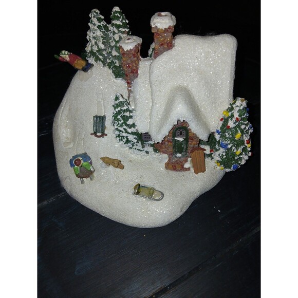 Thomas Kinkade Set Of 2 Houses W/ Snow Christmas Village - Picture 1 of 4